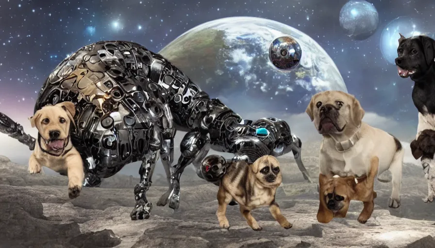 Image similar to Cyborg dogs Conquering planet earth, 4k photography award winning,