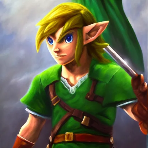 Image similar to Oil painting of Link - Hero of Time