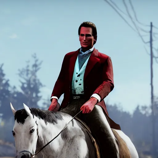 Image similar to Patrick Bateman in Red Dead Redemption 2