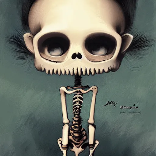 Prompt: a cute girl with skeleton mask, illustration, 8 k, by roby dwi antono, by daiyou uonome, by mark ryden