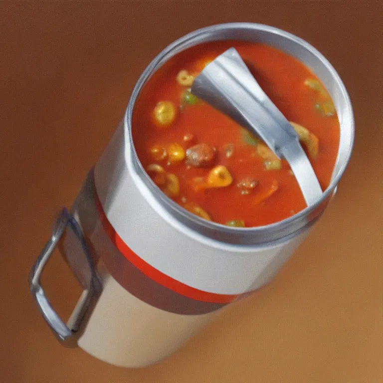 Image similar to Hyperrealistic photograph of a single Campbell's soup can, very realistic