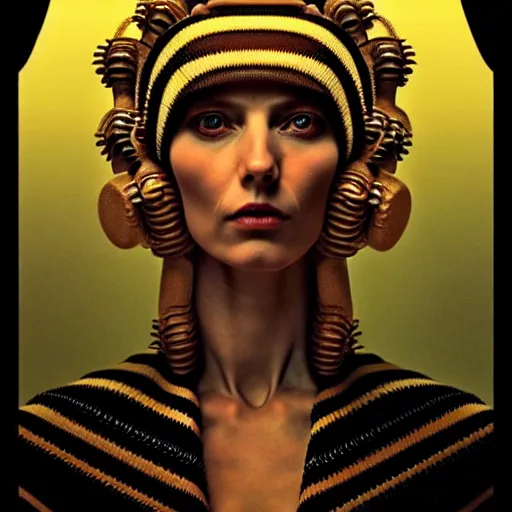 Image similar to Colour Caravaggio and Dune by denis villeneuve style Photography of Highly detailed beautiful Woman with 1000 years detailed face and wearing detailed Ukrainian folk costume designed by Taras Shevchenko also wearing highly detailed retrofuturistic sci-fi Neural interface designed by Josan Gonzalez. Many details In style of Josan Gonzalez and Mike Winkelmann and andgreg rutkowski and alphonse muchaand and Caspar David Friedrich and Stephen Hickman and James Gurney and Hiromasa Ogura. Rendered in Blender and Octane Render volumetric natural light