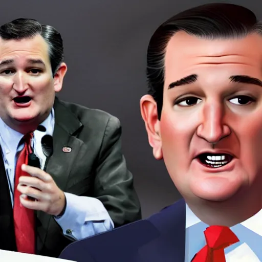 Image similar to Ted Cruz in the style of Meat Canyon