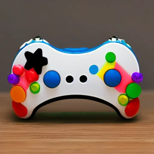 Prompt: product photo of a Katamari Damacy plug-and-play TV games controller