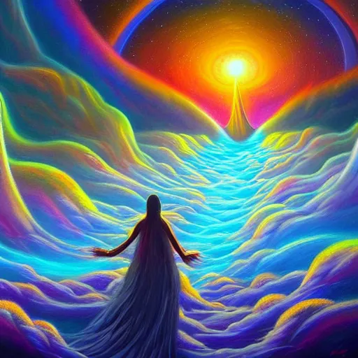 Image similar to the astral realm sacred journey in oil painting, trending on artstation, award winning, emotional, highly detailed surrealist art, inspired by windows 9 5 applications