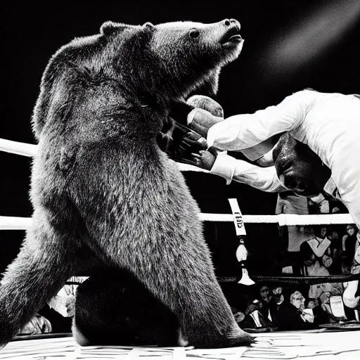 Image similar to “Mike Tyson fighting a bear, 4k photograph, award winning”