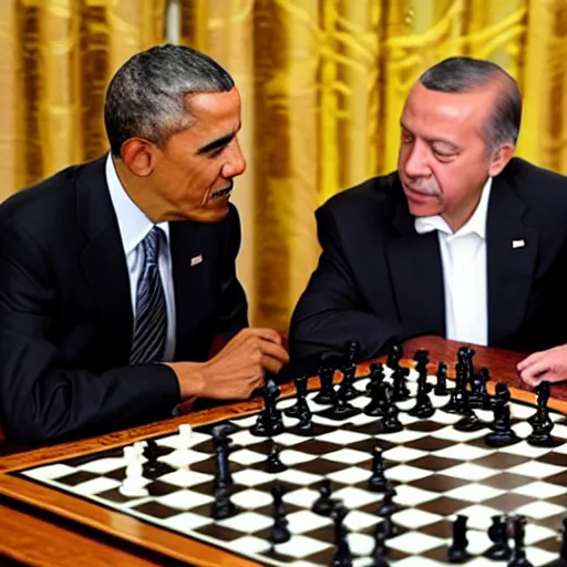 Image similar to barack obama and recep tayyip erdogan playing chess