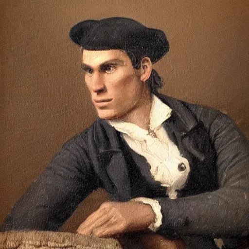 Image similar to An early 1800s oil painting of Jerma985 in the early 1800s, grainy, realistic, very realistic, hyperrealistic, highly detailed, very detailed, extremely detailed, very neat, very epic, very cool, detailed, trending on artstation