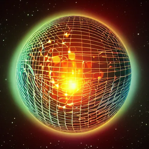 Image similar to glowing sphere surrounded by bands