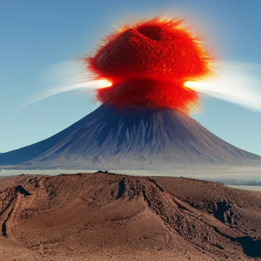 Prompt: exploding volcano in the shape of an apple