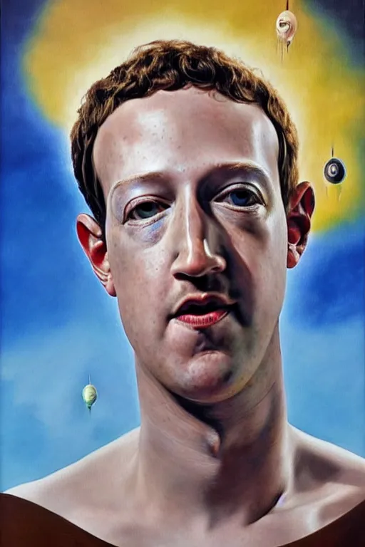 Prompt: photorealistic painting of mark zuckerberg as gala atomica by salvador dali, hyperdetailed, centered, masterpiece, surrealism