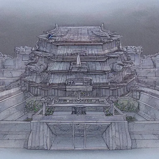 Image similar to stunning concept art for an ancient underground temple by masashi kishimoto