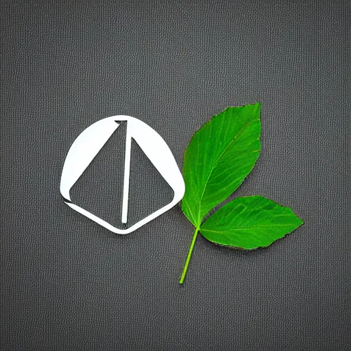 Image similar to app logo of green leaf, polygon, back background