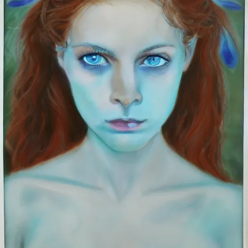 Prompt: portrait of a blue eyes nymph, award winning