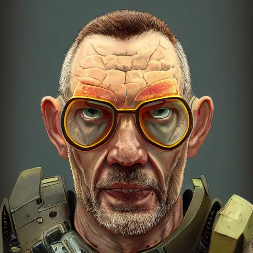 Prompt: gordon freeman as doomguy, au naturel, hyper detailed, digital art, trending in artstation, cinematic lighting, studio quality, smooth render, unreal engine 5 rendered, octane rendered, art style by klimt and nixeu and ian sprigger and wlop and krenz cushart