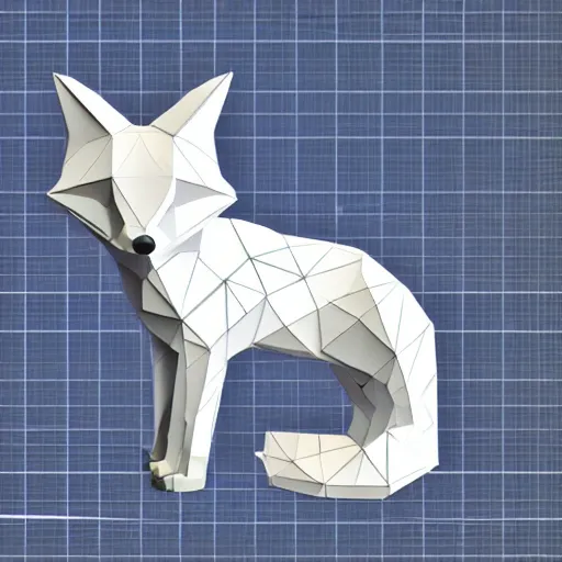 Image similar to Very low poly fox, wireframe retrowave