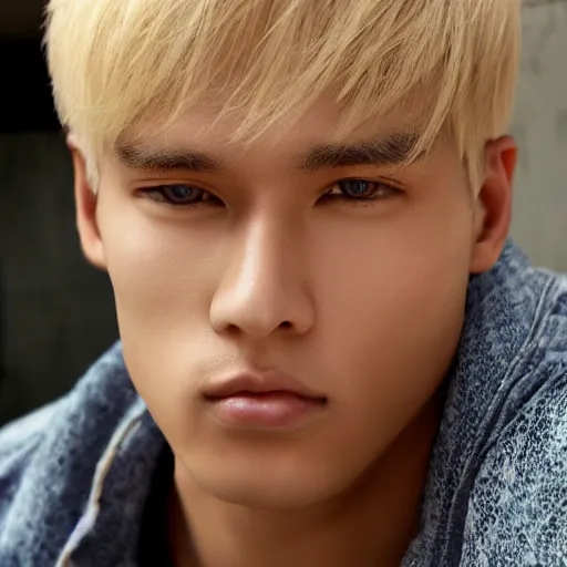 Image similar to a beautiful picture of a jong blond man wiht a sharp face and brown eyes