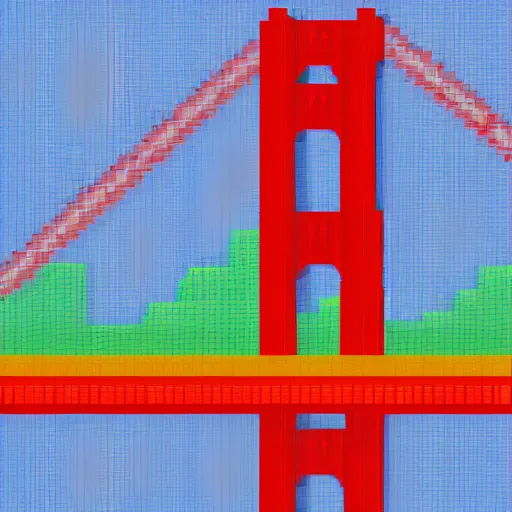 Image similar to pixel art of san francisco golden gate bridge