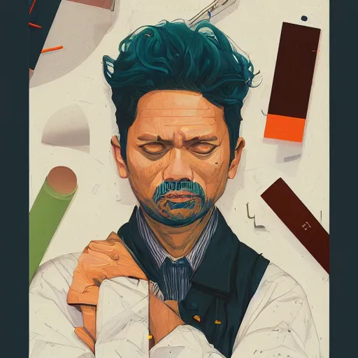 Image similar to portrait of an exhausted architect by sachin teng