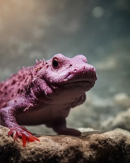 Image similar to a closeup shot of a proud axolotl amphibian creature standing up triumphantly against the nature, amphibian standing in a defiant and dignified manner, dramatic lighting, cinematic, extremely high detail, photorealistic, cinematic lighting, trending on ArtStationHQ, DSLR, Nikon