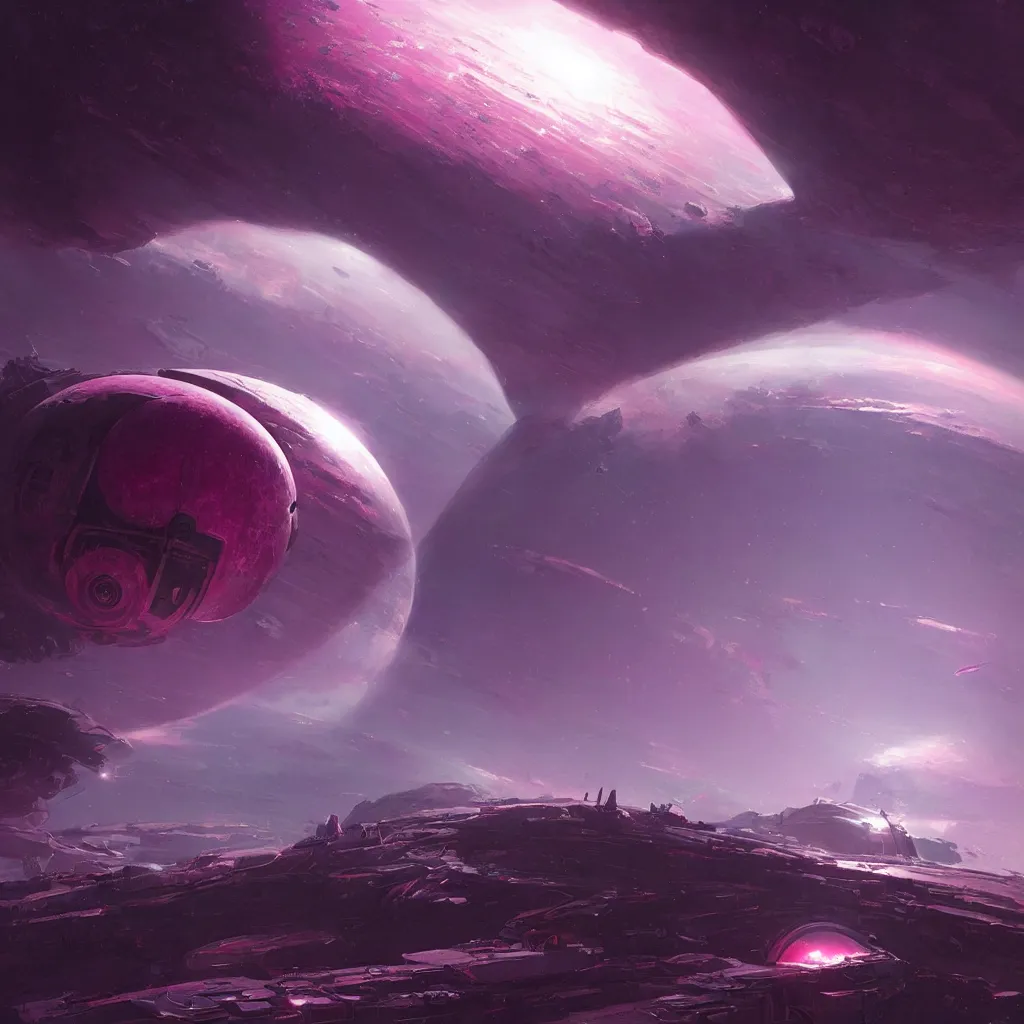 Image similar to dyson sphere program pink planet, concept art, by greg rutkowski