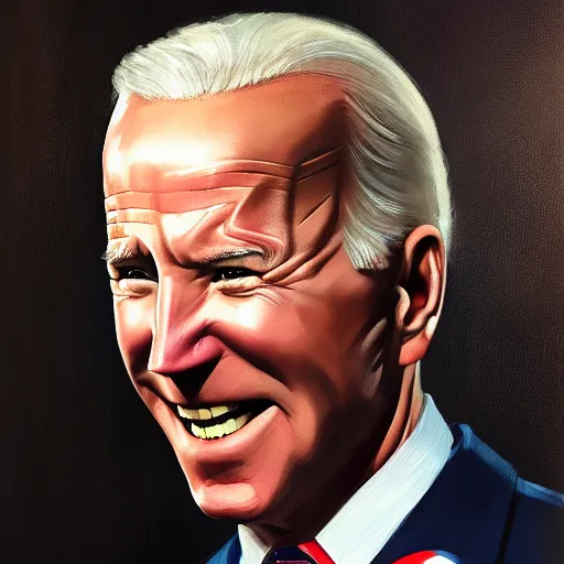 Image similar to hyperrealistic fbody concept art of Joe Biden as Captain America, oil on canvas, in the style of J.C. Leyendecker, Ross Tran and WLOP, 4k, smooth, sharp focus, extremelydetailed