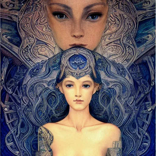 Prompt: Extreamly beautiful Eyes, tattooed face, Hypnotic Eyes, Emotional Eyes, by Annie Swynnerton and Nicholas Roerich and jean delville, glowing paper lanterns, Luis Royo, strong dramatic cinematic lighting , ornate tiled architecture, lost civilizations, smooth, sharp focus, extremely detailed