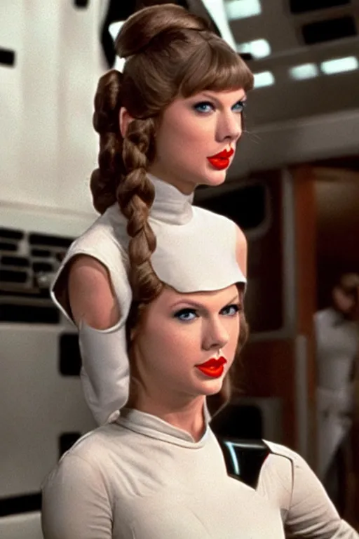 Prompt: taylor swift as princess leia, still from a new hope