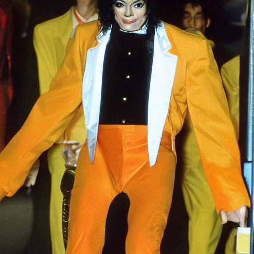 Prompt: michael jackson dressed as big orange, citric