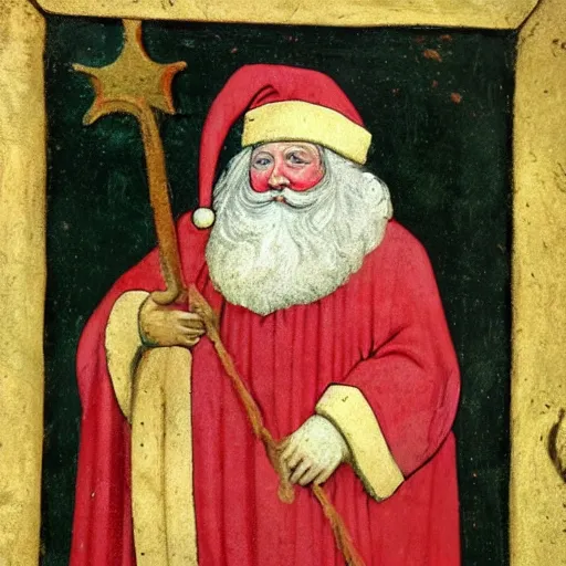 Prompt: medieval european art of santa claus,