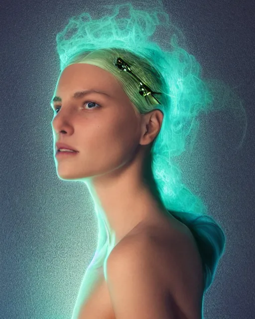 Prompt: natural light, soft focus photo of petri dish with a bacteriological culture and mold with little filaments under the microscope, octane render, tilt shift, polaeized light, blue bioluminescent plastics, smooth shiny metal, elaborate ornate head piece, piercings, skin textures, by annie leibovitz, paul lehr