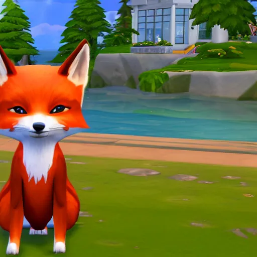 Image similar to anthropomorphic fox as a playable character in The Sims 4, in game screenshot