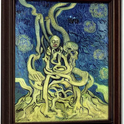 Image similar to a dream by giger, jorodowski, dali, van gogh, Albert Briesbardt