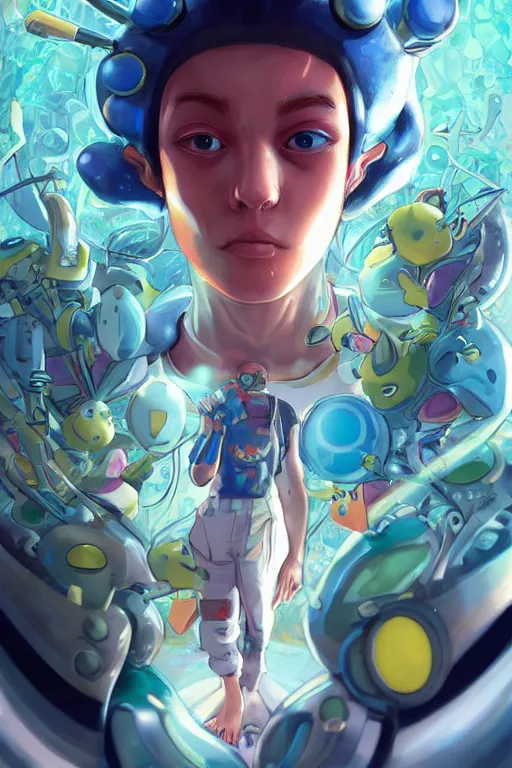 Prompt: lofi BioPunk Pokemon Emolga portrait Pixar style by Tristan Eaton_Stanley Artgerm and Tom Bagshaw,