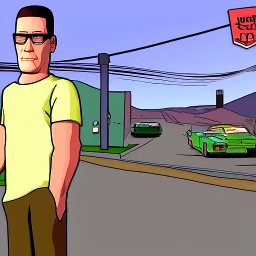 Image similar to hank hill, gta cover art