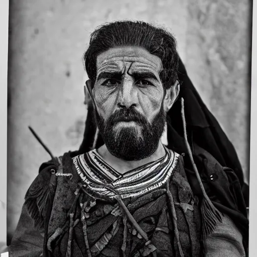 Image similar to mesopotamian protester face photo black and white wide angle lense