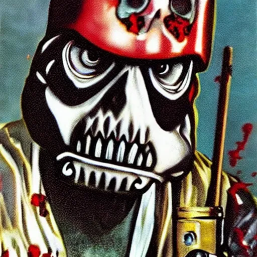 Image similar to zombie stormtrooper, 1 9 7 0 s scifi art