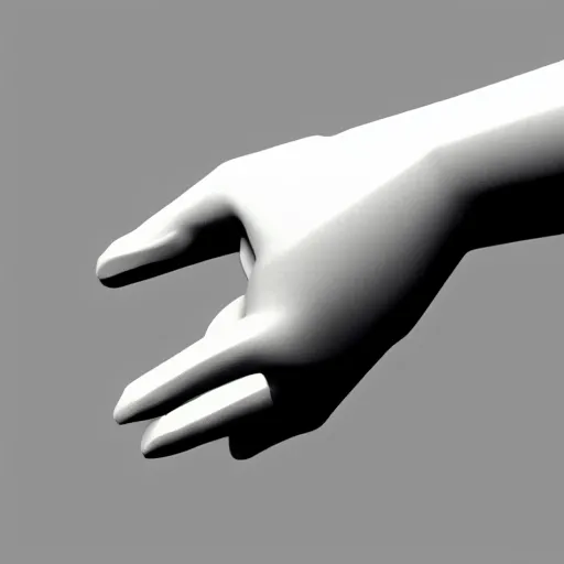 Prompt: hand, low - poly 3 d model, rendered in octane, ambient occlusion