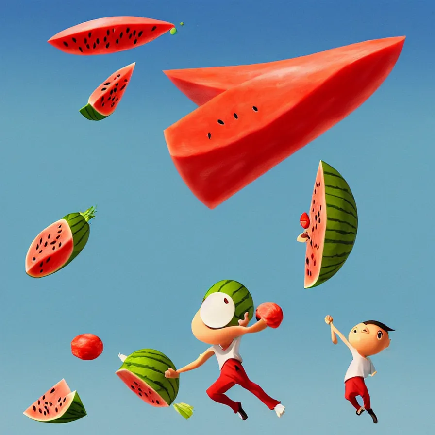 Image similar to Goro Fujita illustrating a rocket in the form of watermelon hitting the Red Square, art by Goro Fujita, sharp focus, highly detailed, ArtStation