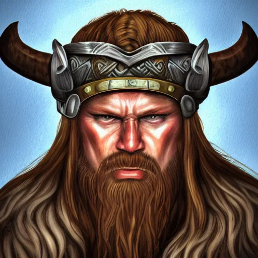 Image similar to a portrait of an angry viking highly detailed, centered, digital painting