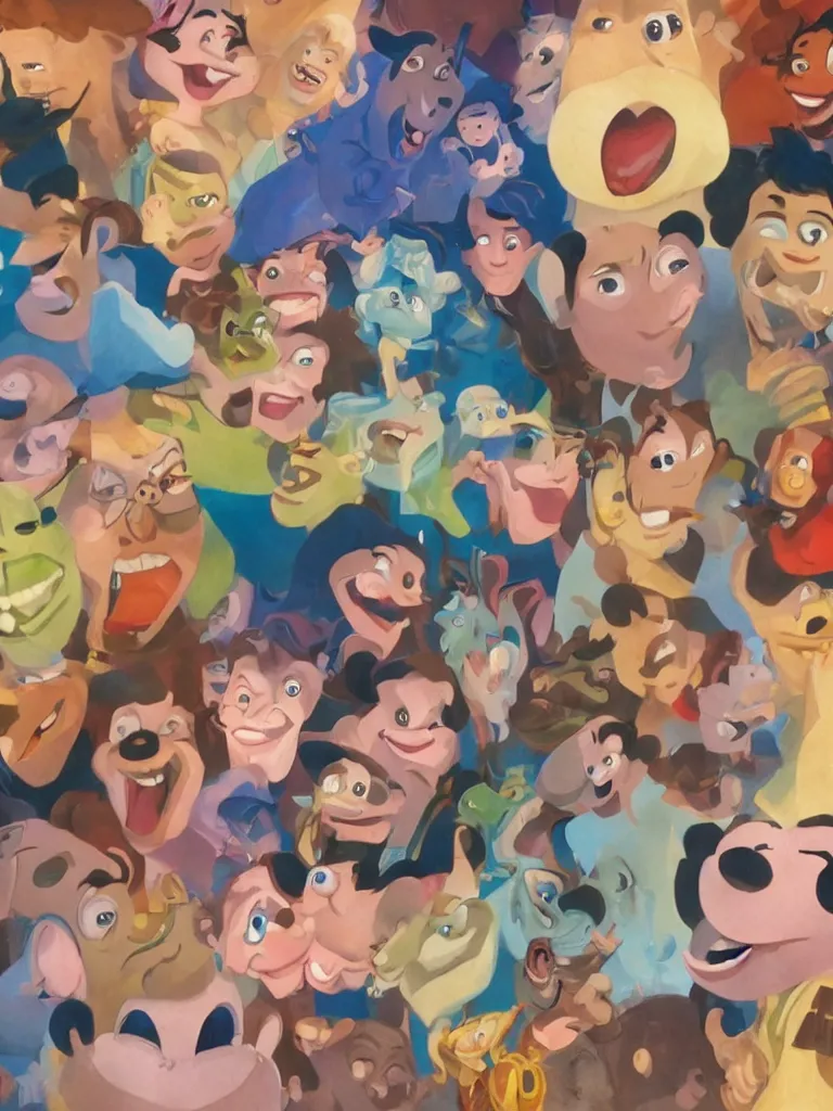 Image similar to happy faces filling the screen, by disney concept artists, blunt borders, rule of thirds, beautiful light