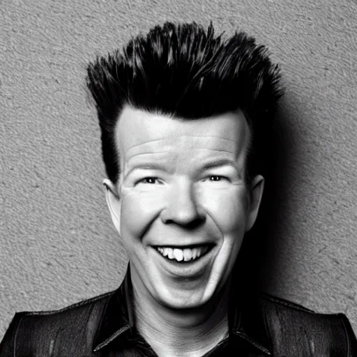 Prompt: upside down direction of a taken picture of rick astley