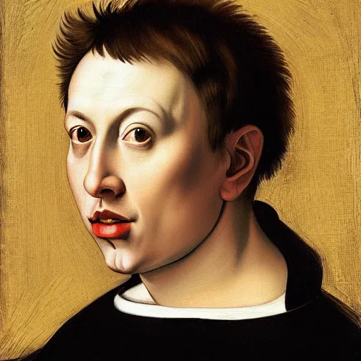 Image similar to a caravaggio face portrait of melon husk, elon musks much fruitier genetically engineered cousin, 4 k