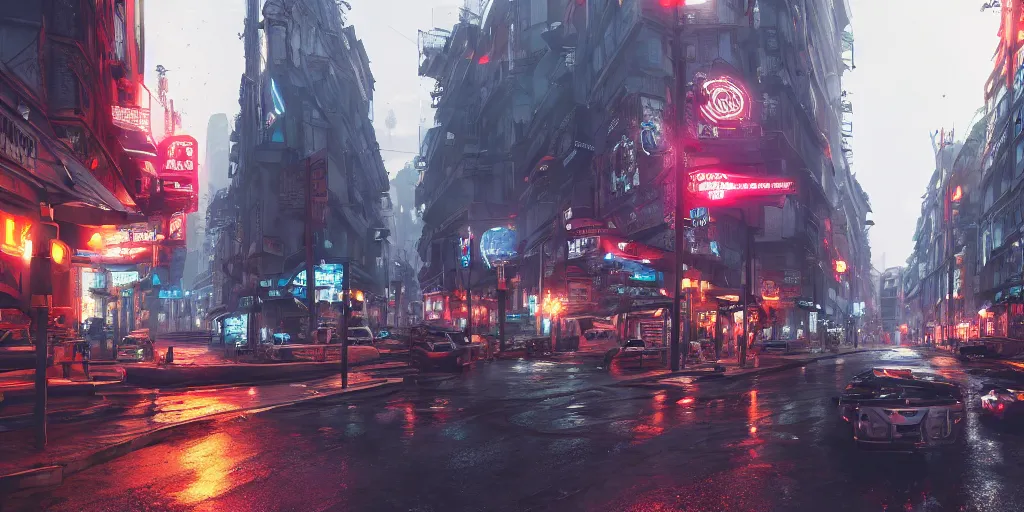 Image similar to a photo of 8k cyberpunk paris, cinematic lighting, trending on artstation, 4k, hyperrealistic, focused, extreme details, unreal engine 5, cinematic, masterpiece