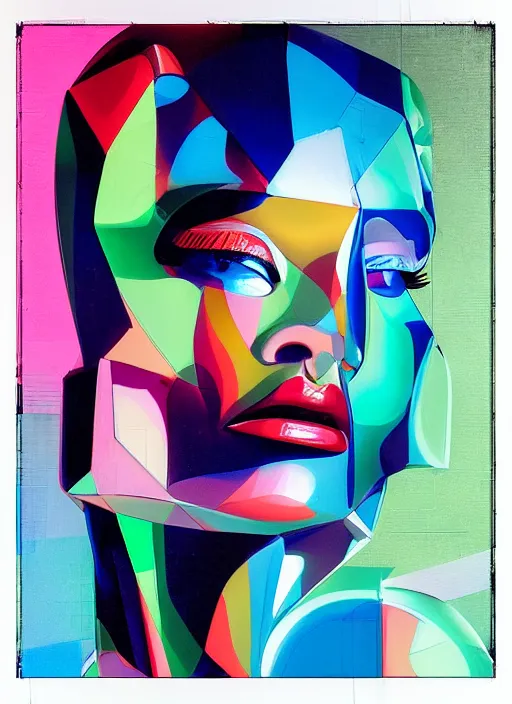 Image similar to futuristic lasers tracing, data visualization, laserpunk fullbodysuit,, pyramid visor, raindrops, wet, oiled, beautiful cyborg girl pinup, by steven meisel, kaws, james jean, rolf armstrong, cubist perfect geometry abstract acrylic, hyperrealism photorealistic airbrush collage painting, monochrome, neon fluorescent colors, minimalist rule of thirds, eighties eros