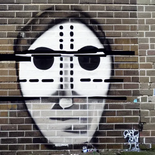 Prompt: graffiti of man with one eye made with circles and lines