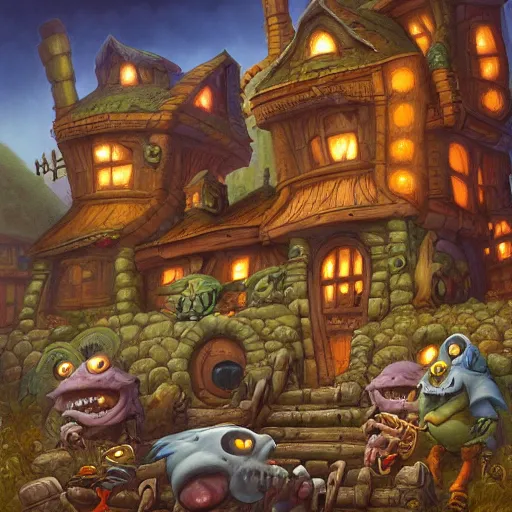 Image similar to monster town by justin gerard, deviantart