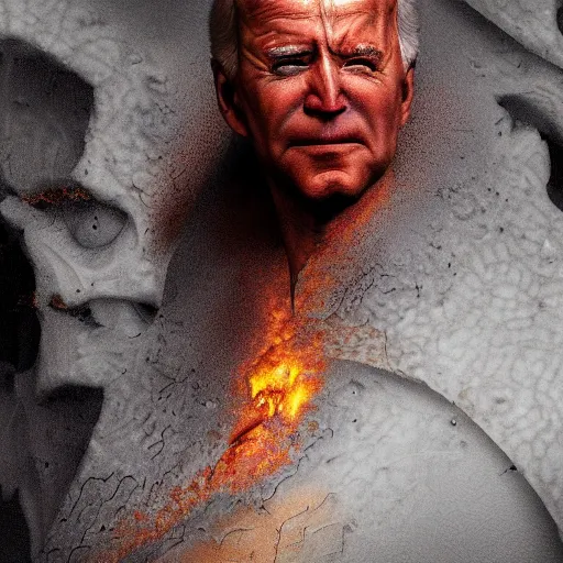 Prompt: biden in dante's inferno painting, dark beauty, rotten gold, closeup faces, extremely detailed, cinema 4 d, unreal engine.