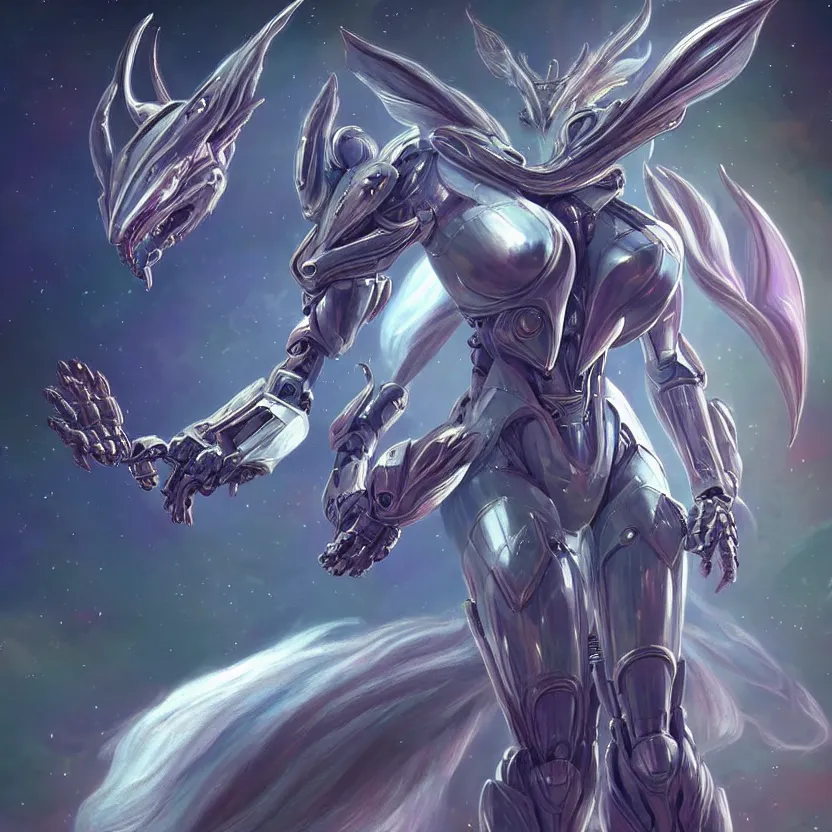 Image similar to goddess shot, galactic sized stunning beautiful anthropomorphic robot mecha female dragon, in space, larger than planets, holding the earth, the earth a mere marble in her claws, detailed silver armor, epic proportions, epic scale, detailed digital art, ultra detailed, furry, macro art, dragon art, giantess, warframe fanart, furaffinity, deviantart, realistic