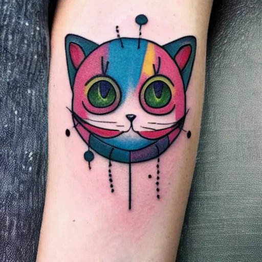 Image similar to kawaii clown cat tattoo design